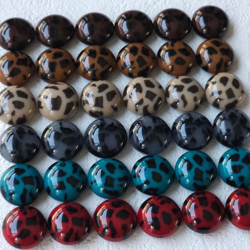 16mm Wild Leopard Print Flat Ball Bun Beads Resin Patch Earrings Hairpin Grabber Mobile Phone Case DIY Jewelry Accessories