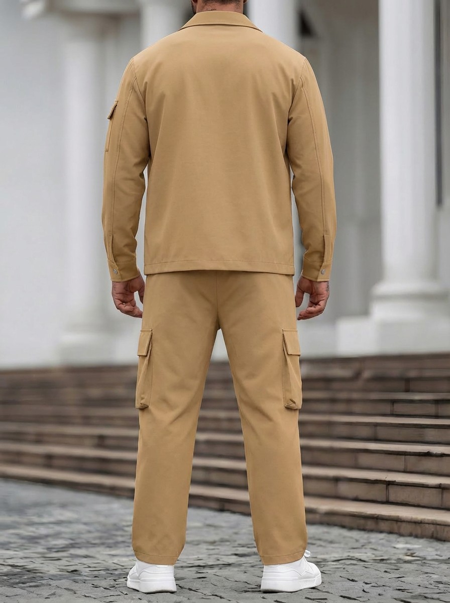 Monochrom Herren Workwear Jacken Set Für Frühling Und Herbst_voghion.com