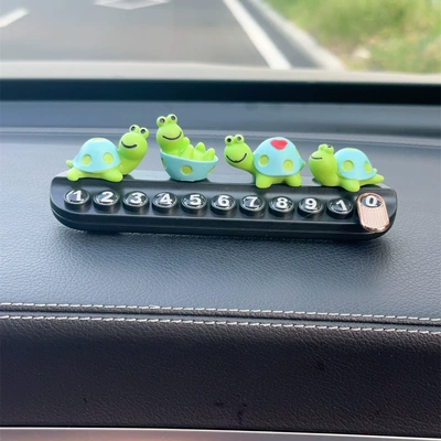Moving license plate hidden aromatherapy cartoon cute phone number plate car creative moving license plate temporary parking car (Nömrəli dayanma kartı) - 4-little-turtles-black-aromatherapy-stop-sign
