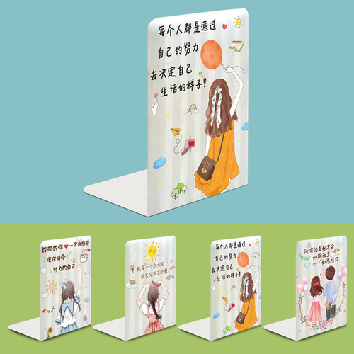 Factory direct supply of cute cartoon metal bookends for girls, cute trendy macaron color non-slip bookends wholesale