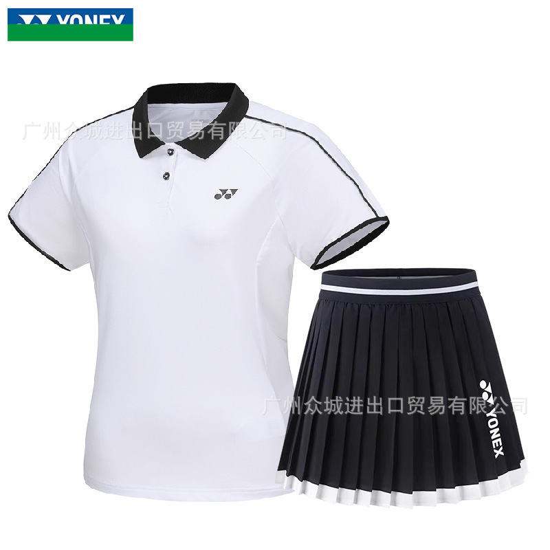 2025新款尤尼羽毛球服女款夏季运动Polo衫网球服速干短袖比赛套装|undefined