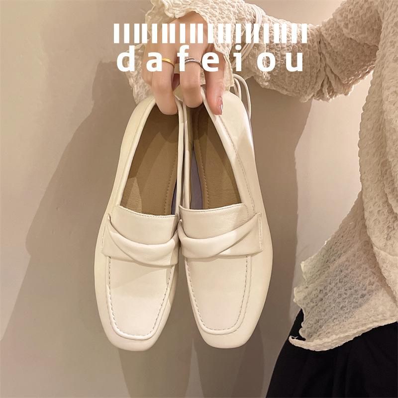 First-Layer Sheepskin Flat Shoes for Women 2026 Summer New Style Square-Toe British Style Slip-On Casual Versatile Loafers First-Layer Sheepskin Flat Shoes for Women 2026 Summer New Style Square-Toe British Style Slip-On Casual Versatile Loafers