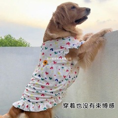 春夏の大型犬用抜け毛防止ゴールデンレトリバー服、薄手のプリンセスフライングスリーブ、コーギーアラスカンボーダーコリーのペットスカート