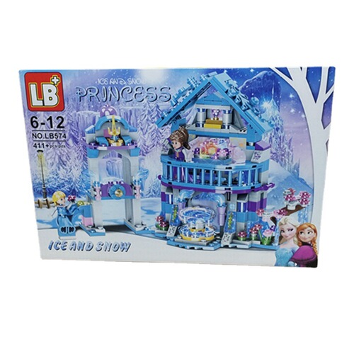 Girls assembled building blocks ice and snow castle princess gift box girls assembled small particle building blocks Elsa toys