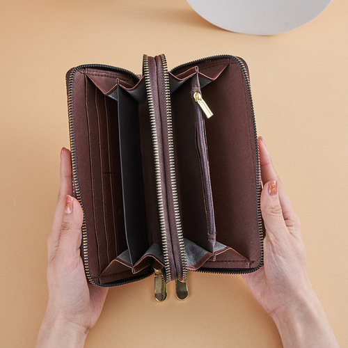 Wallet for Women - New , European and American Retro Print, Large Capacity Double Zipper Phone Bag with Multi-Card Slots, Print Handbag