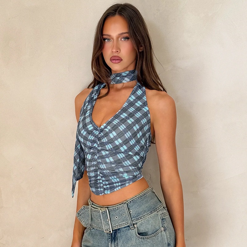 French Retro Women's Halter Neck Camisole Slim Fit Versatile Top For Autumn New Style_ecoleips.com