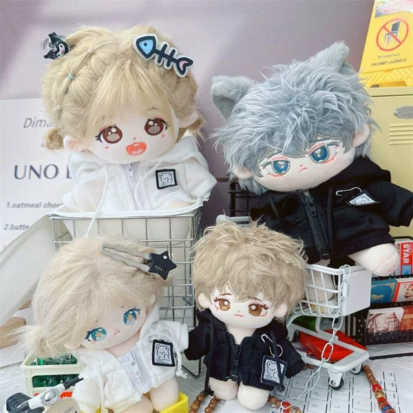Baby Clothes 10cm15cm20cm Cotton Doll Starfish Normal Style Zipper Jacket Cardigan Black and White