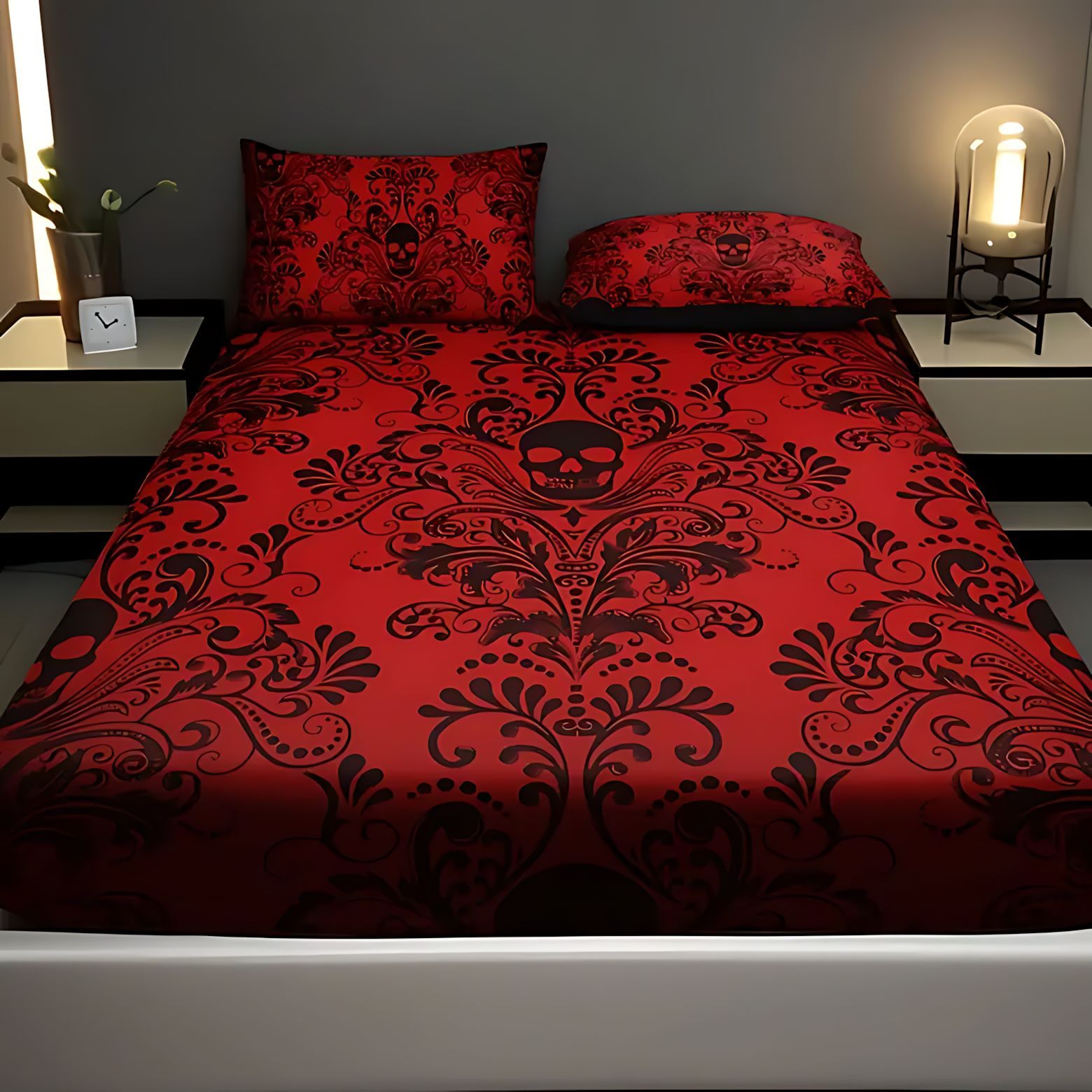 TEMU / JIT esqueleto de patrón de impresión digital blando cama sombrero conjunto fuente fabricante textil transfronterizo Amazon