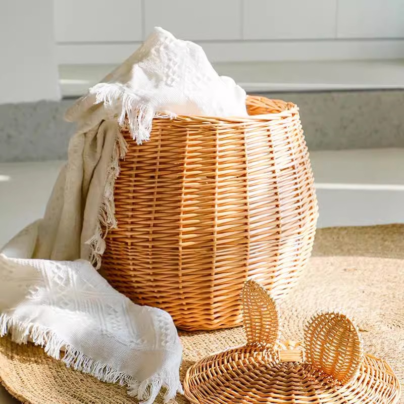 Transfronterizo nórdico tela de caña tela de mano cubierta canasta Mickey Mouse decoración del hogar canasta de ropa sucia