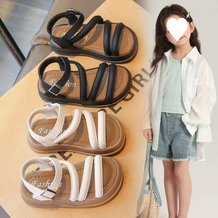 Girls' Shoes Sandals 2025 Summer New Children's Shoes Soft Sole Girls Roman Sandals Summer Style Medium and Large Children