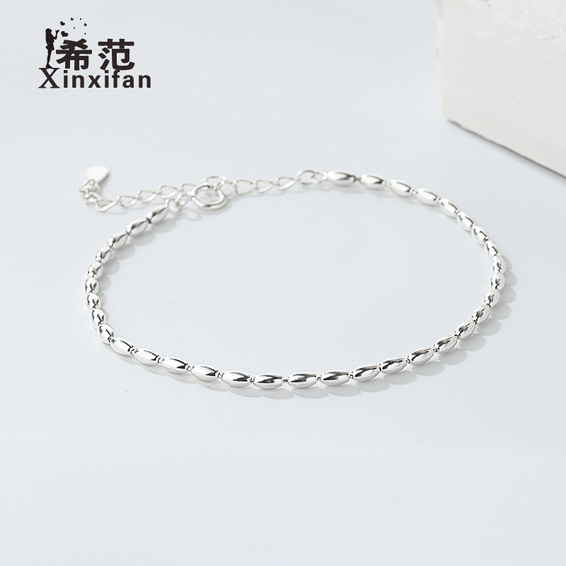 s925 Sterling Silver Small Rice Peas Bracelet Girls Korean Fashion Simple Sweet Niche 2022 New Summer