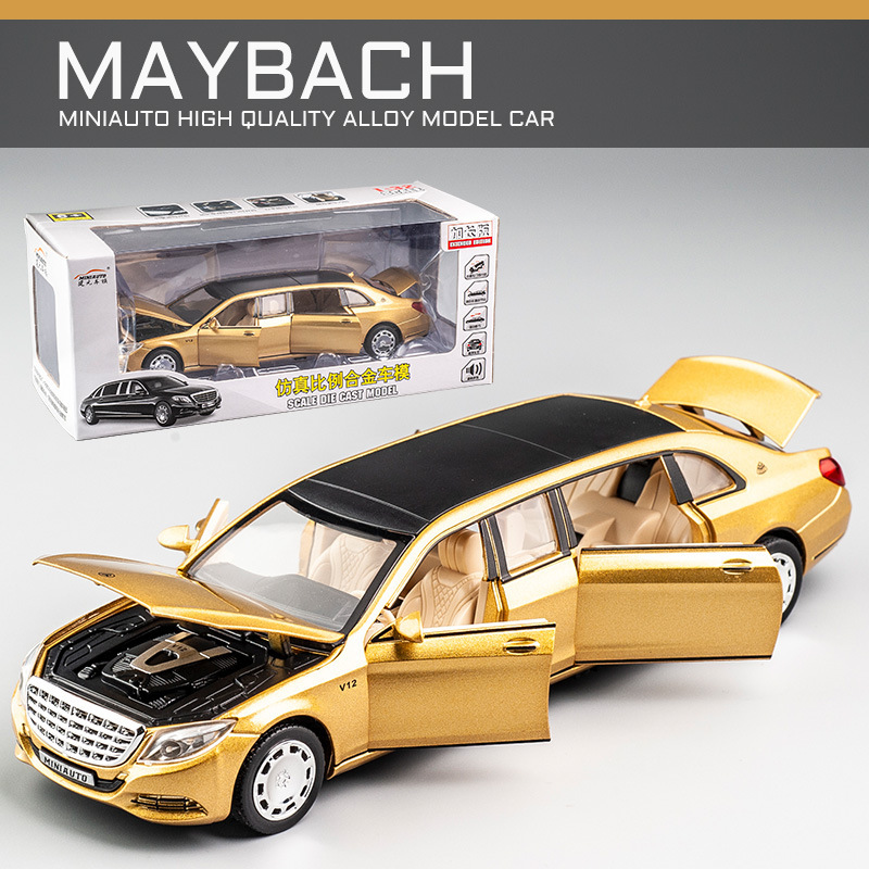 Jianyuan aleación modelo de coche 1:32 Maybach S650 versión extendida tire con sonido y luz 6 puerta coche modelo adornos