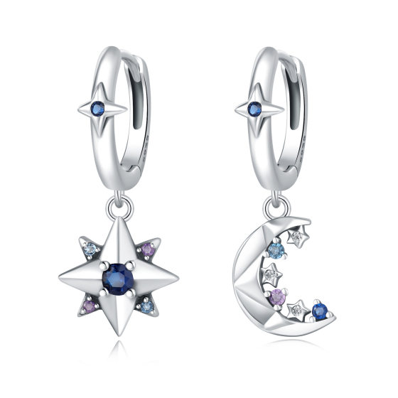 Cross-border wholesale 925 sterling silver earrings female niche high-end star moon earrings European and American fashion earrings