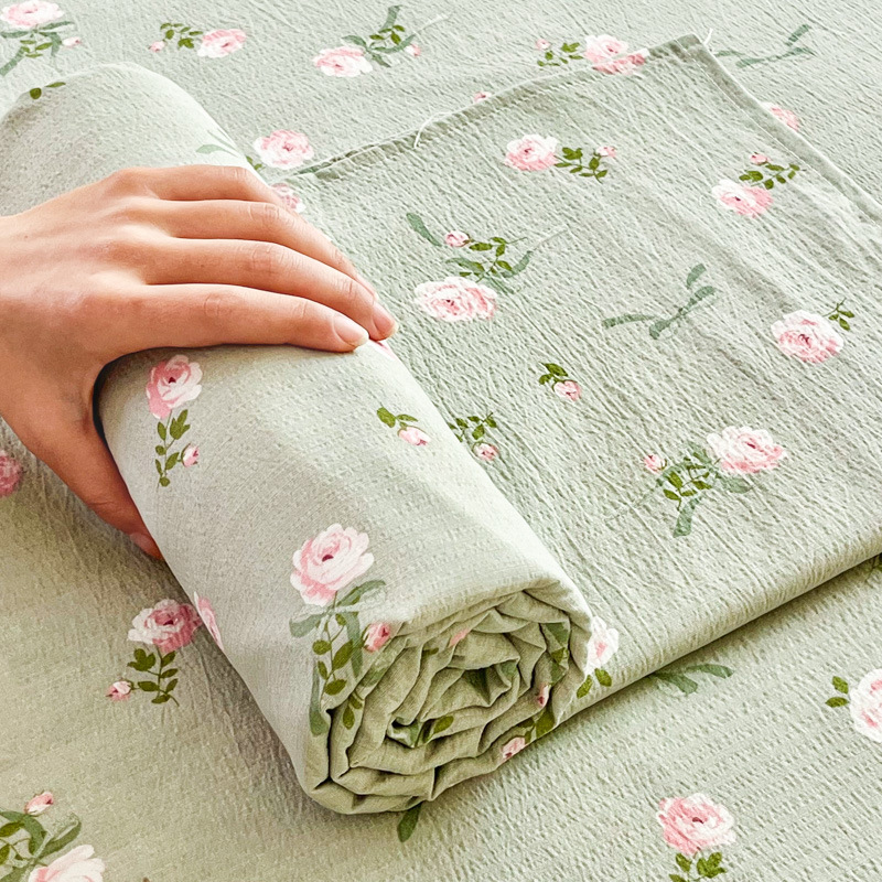 Sábanas de gasa de doble capa de una sola pieza nueva, sábana para dormir desnuda, juego de tres piezas, cama doble de celebridades de Internet, cama kang, sin correr, sin resbalar