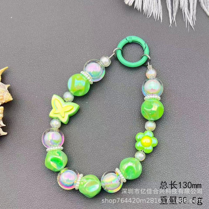 Nuevo acrílico de color dopamina cuentas mariposa flor móvil cadenas colgante cadena de transmisión en vivo colgante llavero colgante