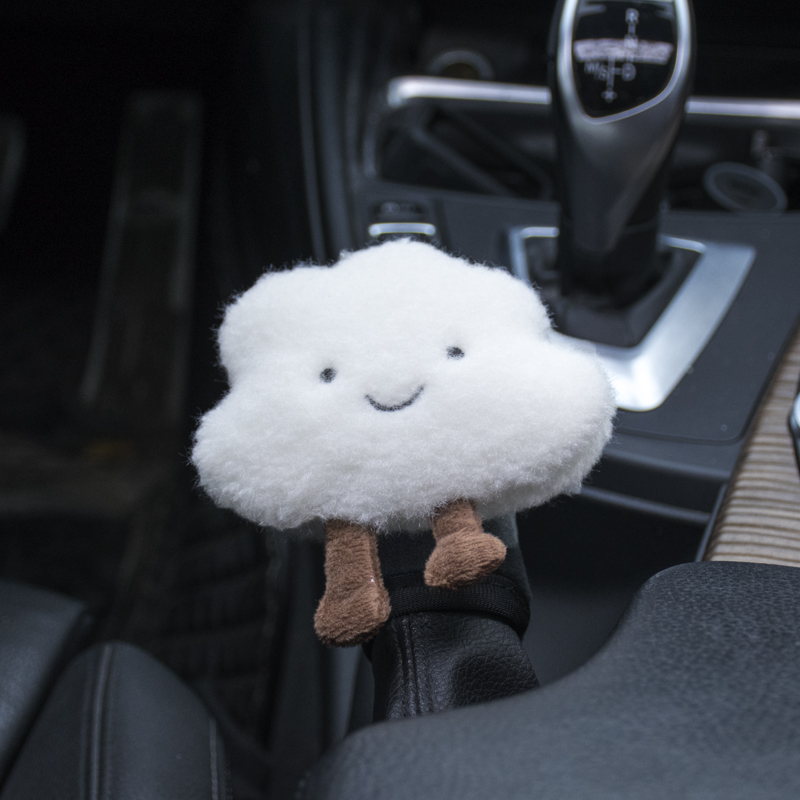 5#핸드브레이크 커버 - 화이트 클라우드 - 피부 친화적인 플러시 스타일 - 블랙