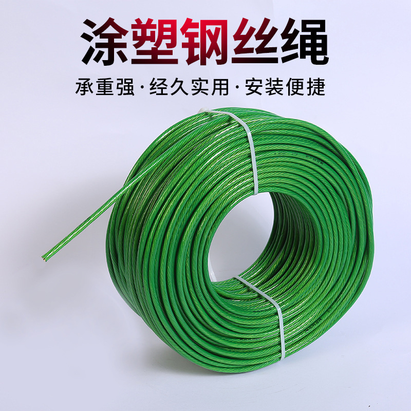 Green leather plastic-coated steel wire rope manufacturer PVC plastic-coated steel wire rope lifting clothesline greenhouse guardrail wire