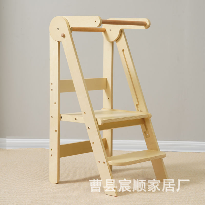 Children's teaching hygienic footstool from natural wood