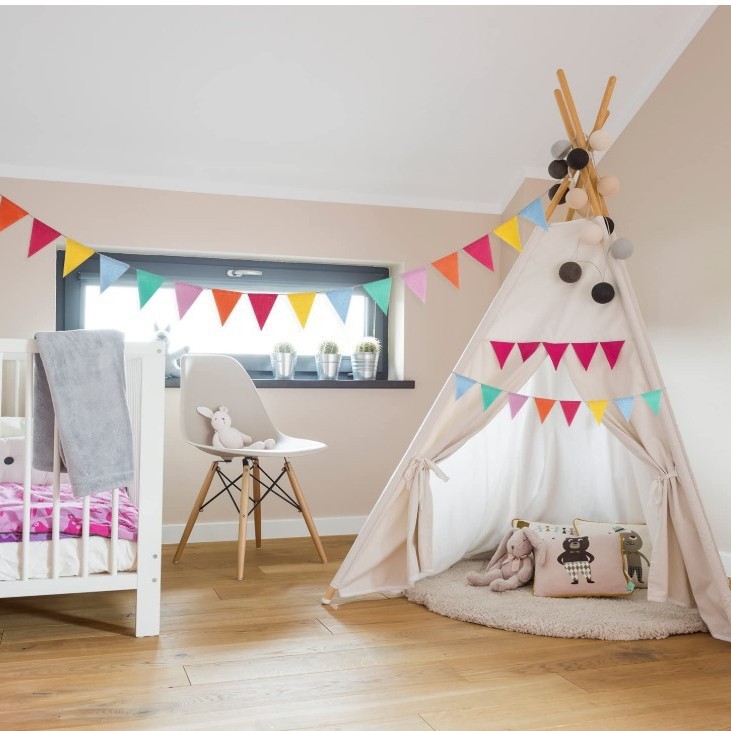 Cáñamo artificial triángulo bandera decoración de la boda fiesta tire bandera boda bandera colorida Bandera de cáñamo artificial 42 Piezas 6 colores suministro de fábrica