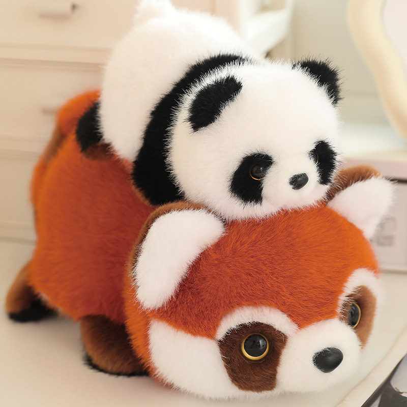 Cute flip panda transformación pequeña panda muñeca juguetes de peluche muñeca divertida regalos del día de los niños