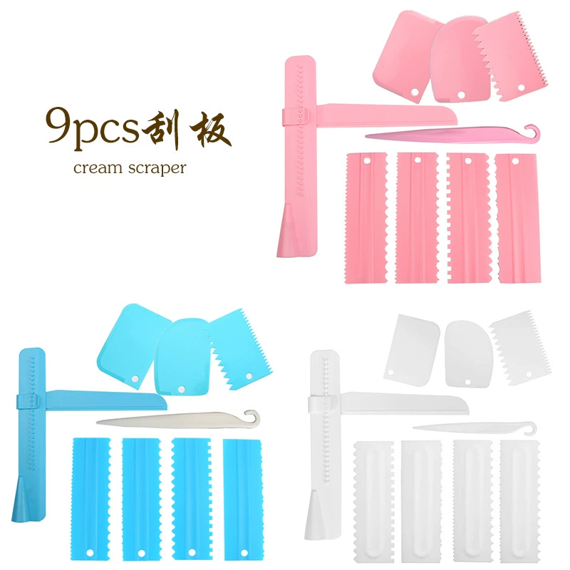 Скребок для крема, набор из 9 предметов, нож для снятия формовки, регулируемый скребок для разглаживания торта, инструмент для украшения торта, комбинированный костюм