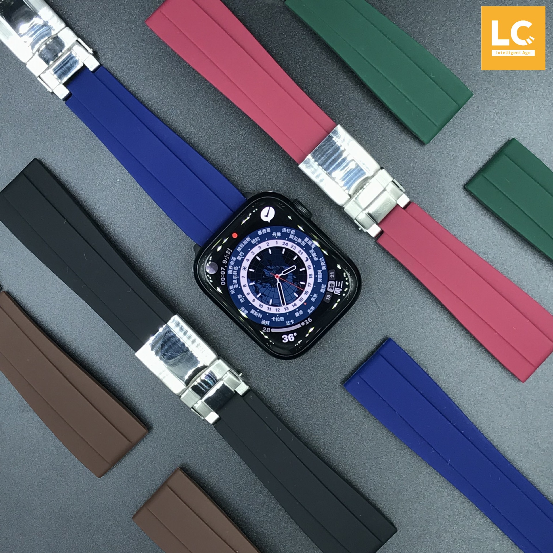 Sustituto adecuado para RLEX ditona Explorer negro y verde agua Ghost Yacht 20mm correa de goma impermeable amortiguador reloj