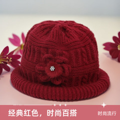 冬季中老年针织帽妈妈帽子老太太户外防寒保暖毛线帽加绒加厚盆帽
