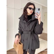 夹棉黑色立领保暖收腰女棉服外套棉衣棉袄冬季韩系感时尚新款