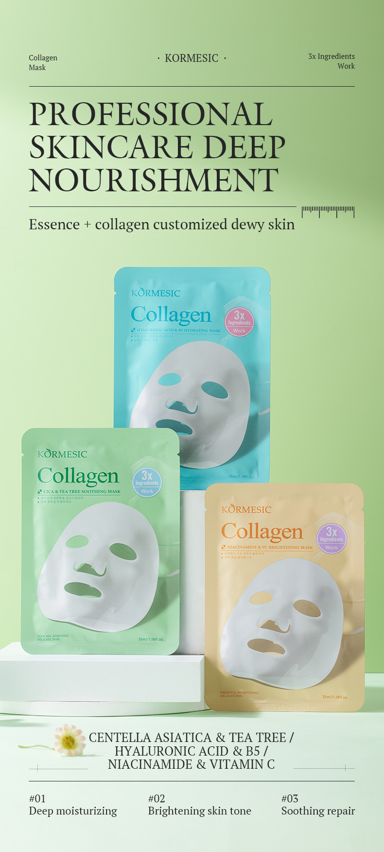 Collagen KORMESIC Hyaluronic Acid & B5 Mask Facial Mask Hydrating Moisturizing Facial Care