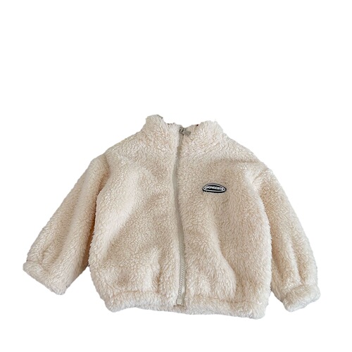 New children's coat with fringed lining, thickened, unisex, autumn and winter, baby, stand-up collar, open sweater, warm outerwear