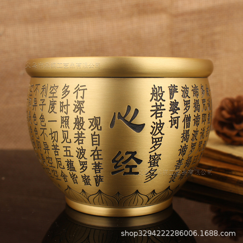 黄銅百福かめ聚宝盆精雕福字招財米かめオフィス純銅置物工芸品大サイズ銅器|undefined