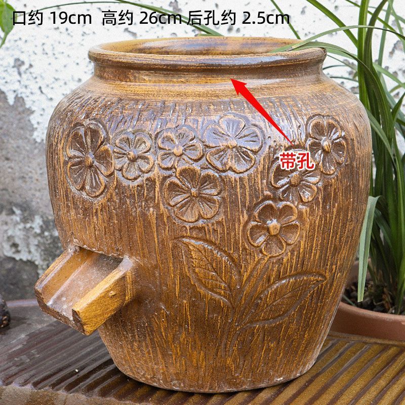 古法陶瓷循环水养鱼造景陶罐鱼缸过滤器鱼池全套生态流水瀑布摆件|undefined