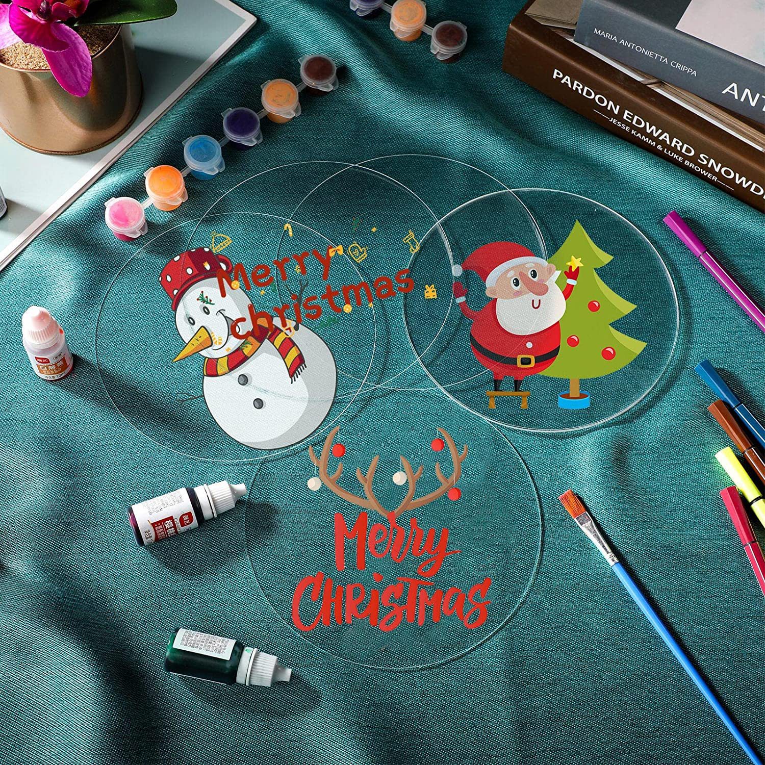 跨境亚克力塑料圆盘透明无孔圆形亚克力板标志用于绘画 DIY 工艺