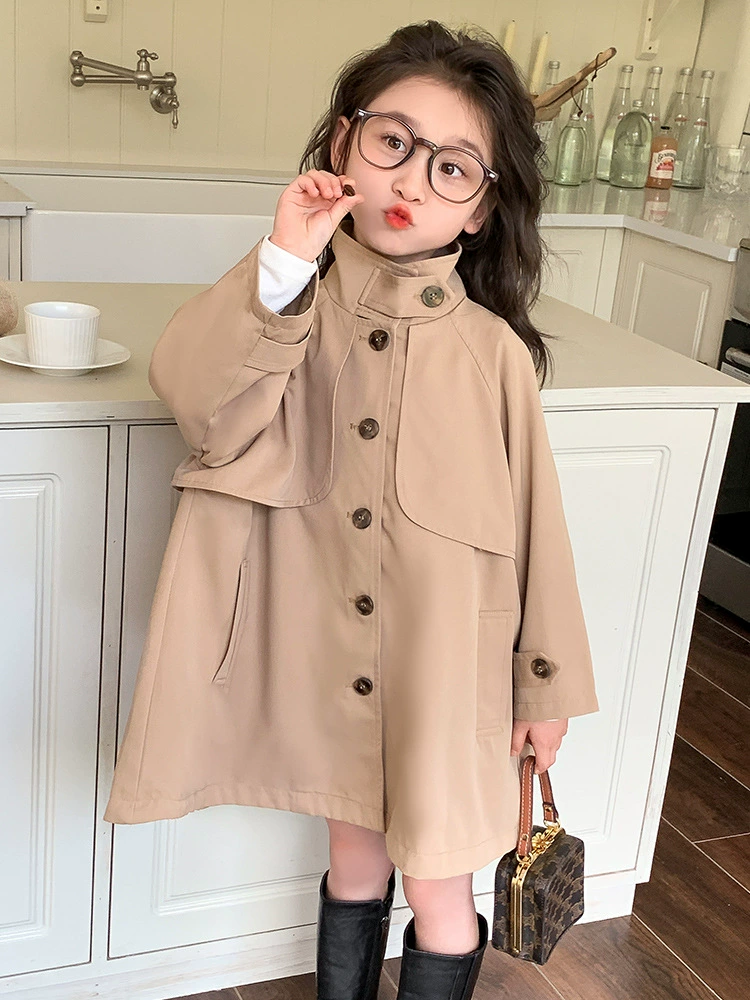 Осеннее trench coat для детей, длинная куртка для девочек, до середины икры