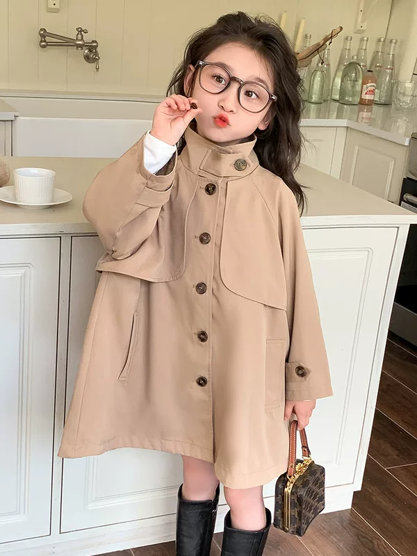 Осеннее trench coat для детей, длинная куртка для девочек, до середины икры