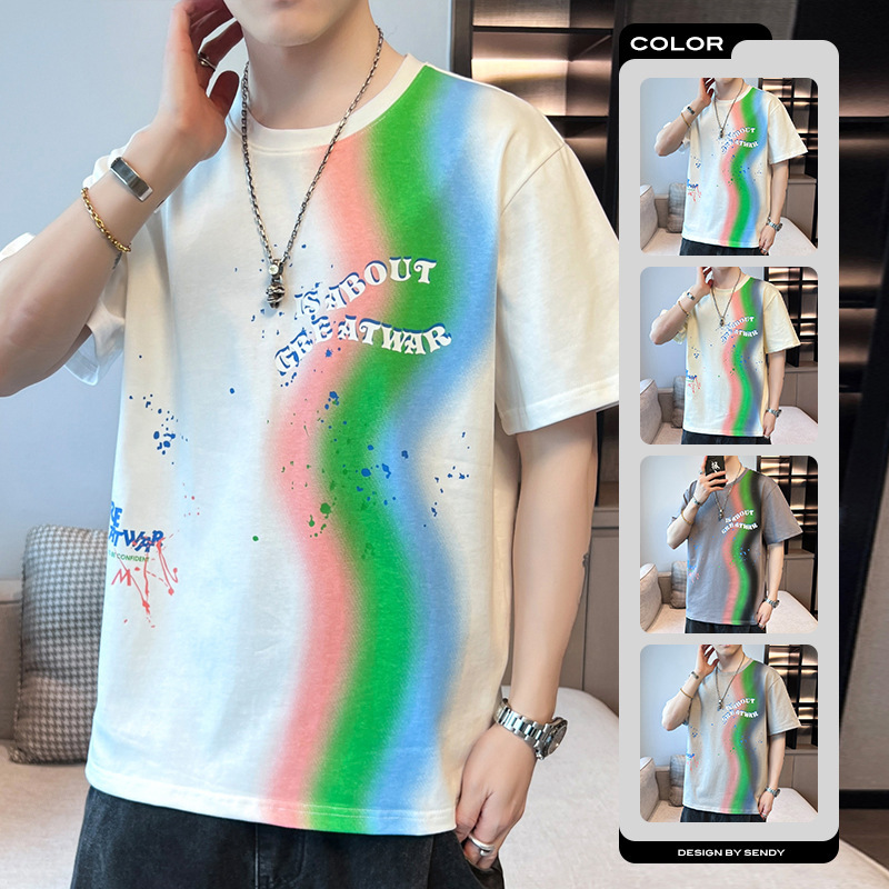 Cotton short sleeve T-shirt for leisure for students