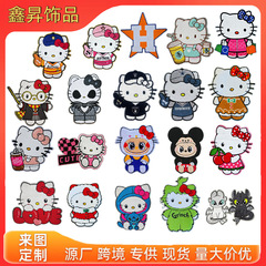 跨境服装辅料毛巾绣kitty动物公仔服装饰品人物亮片绣布贴补丁厂