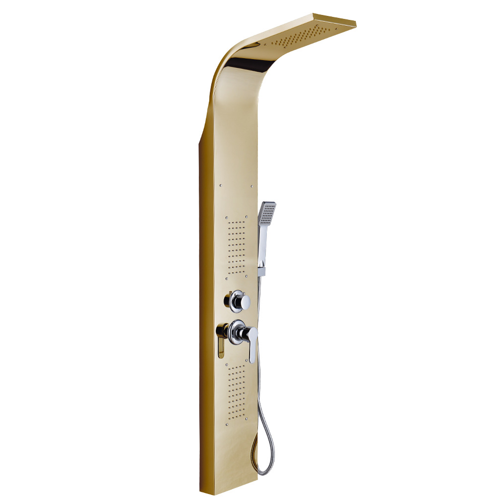 La ducha de la pantalla de la ducha está completamente oscura de cobre, un juego de sistema de tres artefactos para el baño de baño al aire libre de temperatura constante