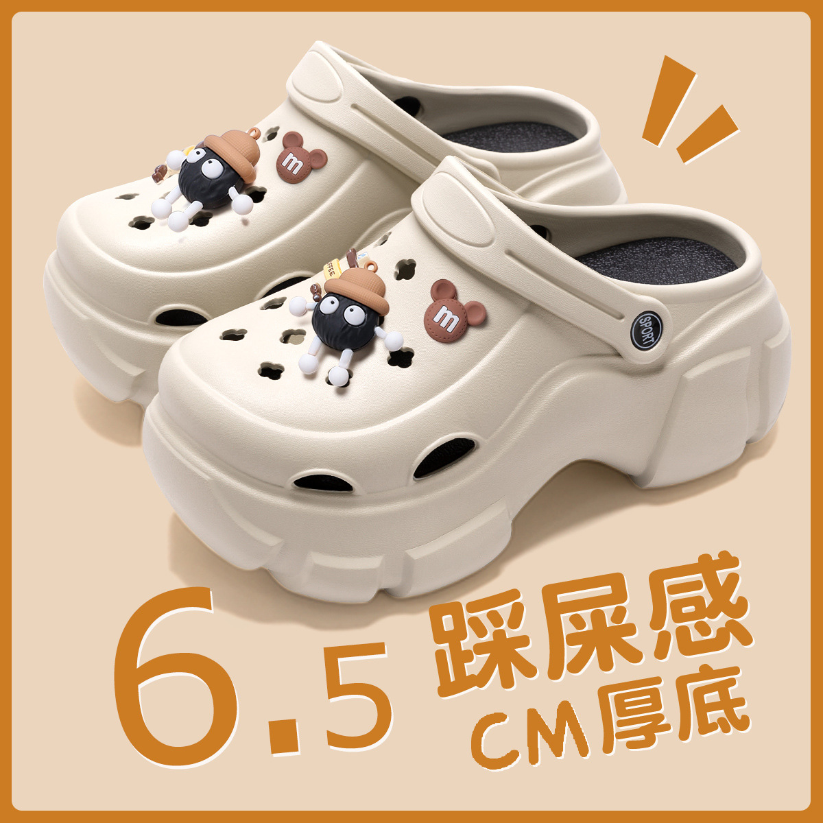 Augustion zapatos con agujeros de suela gruesa para mujer 2025 ropa de verano nueva playa con suela suave, sandalias y pantuflas de eva