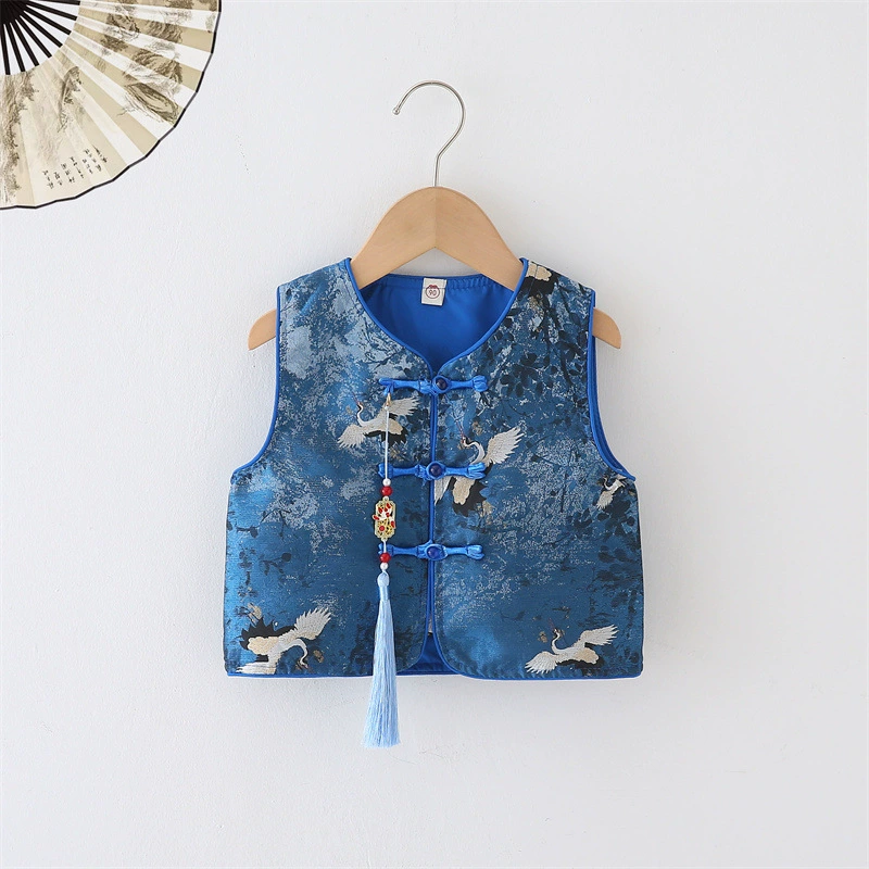 Детский национальный стиль Hanfu поддержка жилета 2025 новый мужской и женский детский летний китайский стиль ретро стиль повседневный жилет