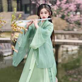女童宋制汉服古风套装2025新款夏季儿童古装超仙女孩国风服装绿色