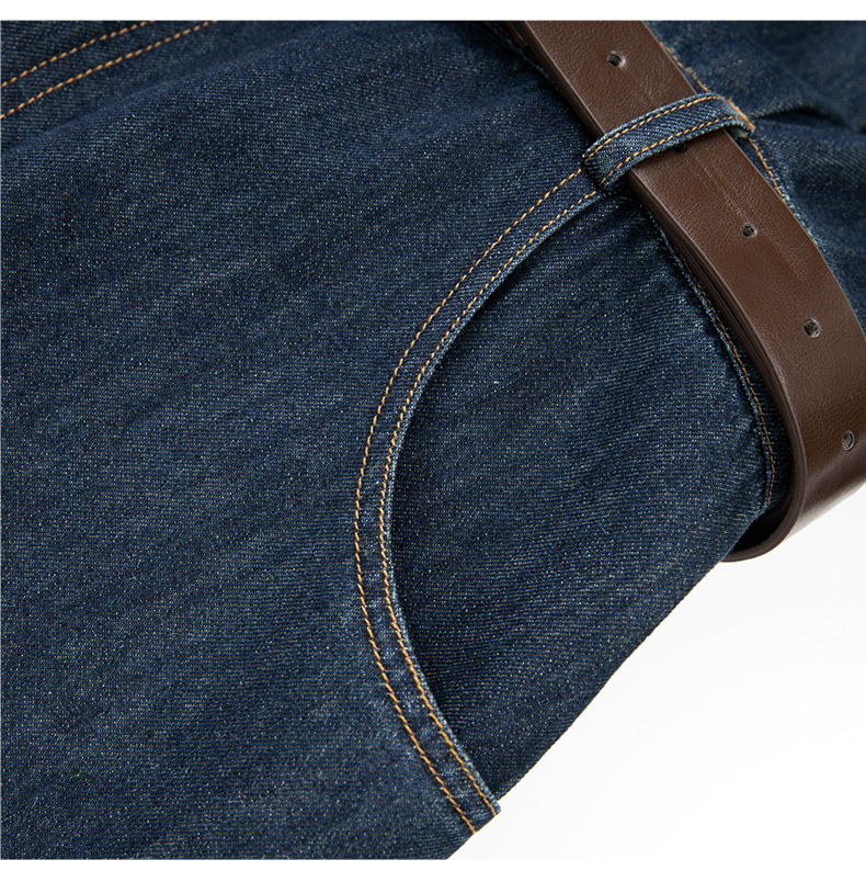 Váy denim nữ cổ ve phong cách Pháp retro Hồng Kông — Màu xanh lam chi tiết 14