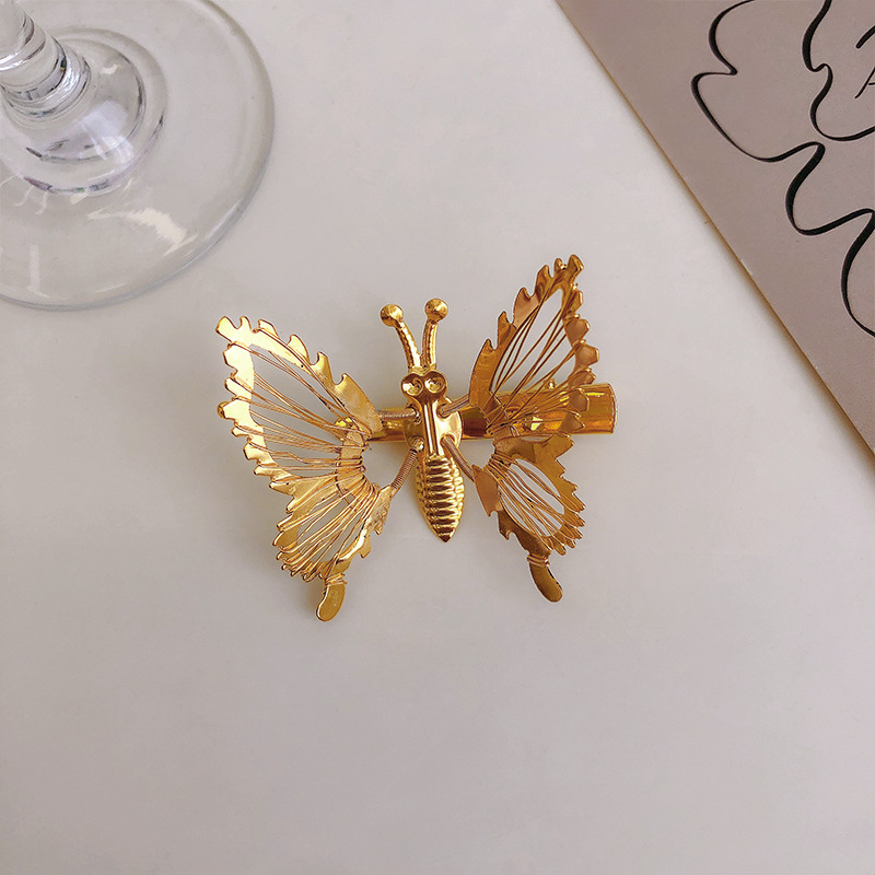 Women's Fashion Butterfly Alloy Butterfly Hollow Out Artificial Pearls Hair Clip display picture 9