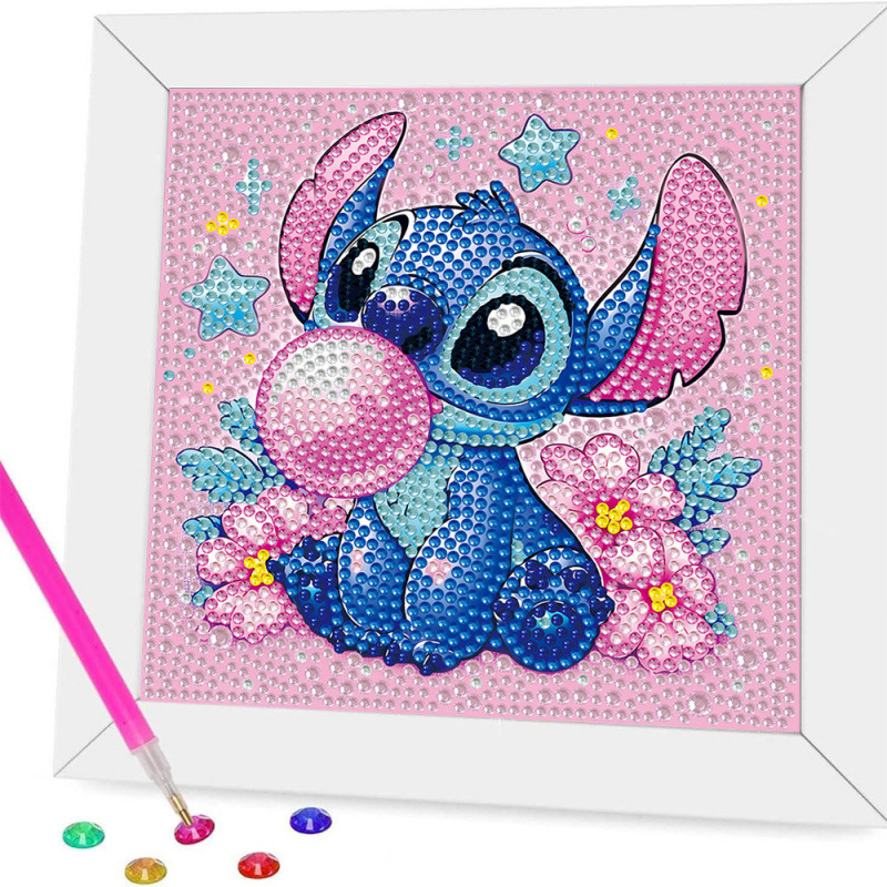 Pintura de diamantes enmarcada hecha a mano, superventas transfronteriza, de dibujos animados infantiles de la princesa Elsa, linda pintura de pegatinas de diamantes DIY