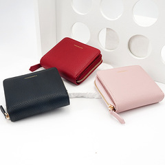 New stylish ultra-thin compact large-capacity card holder for women, PU leather bi-fold wallet, short handle, Instagram-style