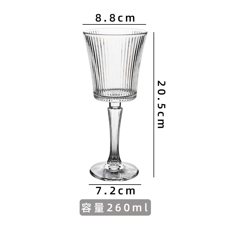 Vintage tazas de vino a rayas verticales tazas de vidrio de pie alto tazas de champán caseras europeas de alto valor de vino tazas de vino de fruta