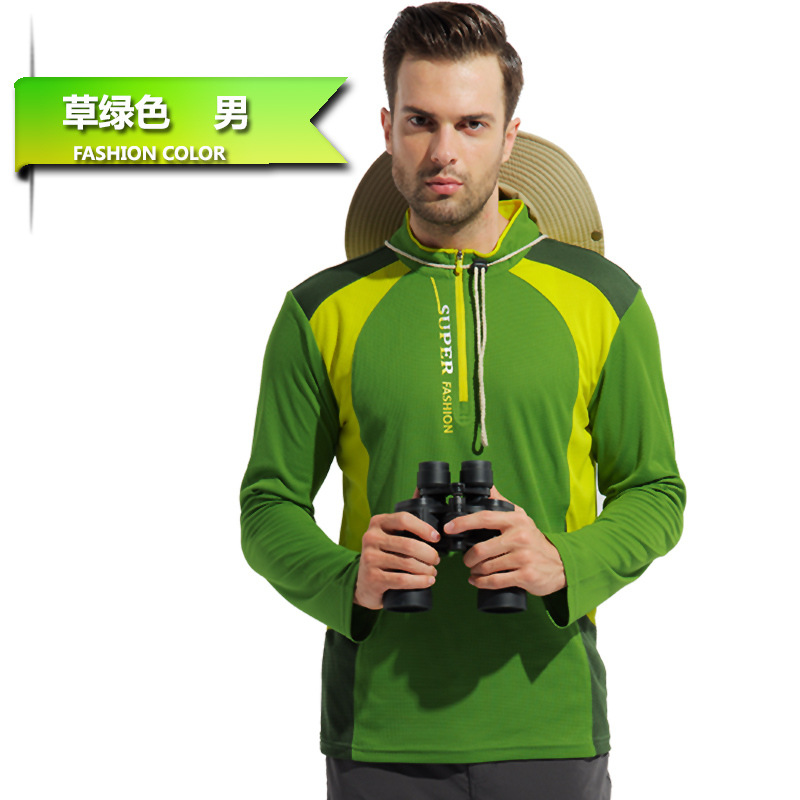 Primavera y verano, camisetas de manga larga para hombres, nuevos trajes de montaña al aire libre, camisetas deportivas de cuello vertical, camisetas de mujer de color cruzado image 11