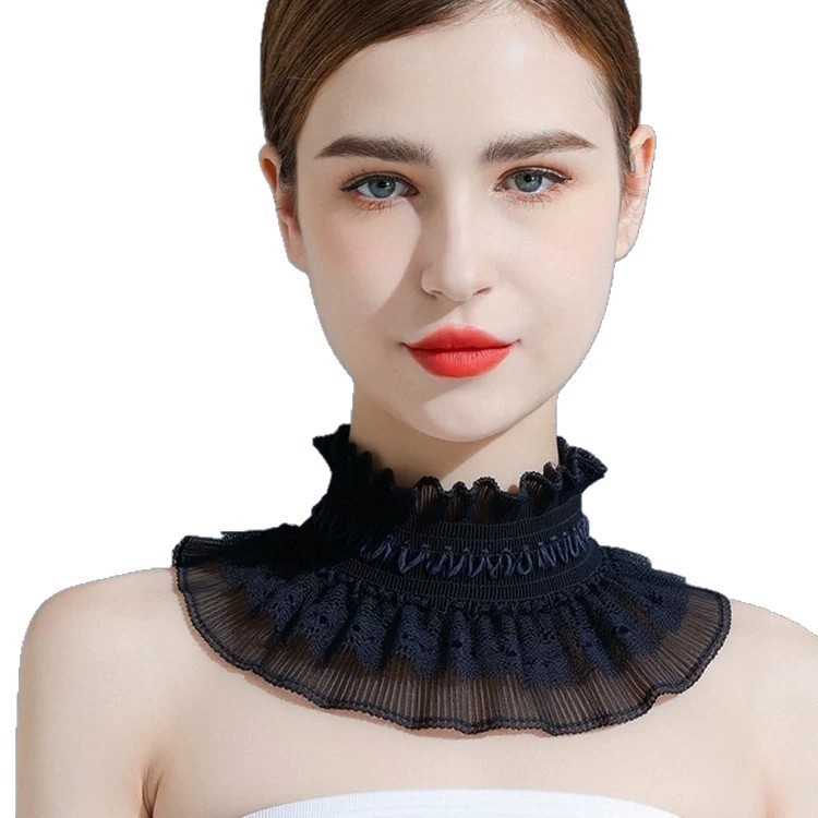 Lace Neck Gaiter for Women 2026 Spring/Summer Mesh Neck Cover Thin Style Neck Protector to Hide Scars Fake Collar for Women