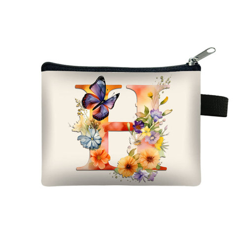 2025 New Butterfly Flower Letter Print Fabric Boho Style Small Purse Portable Card Holder Mini Purse