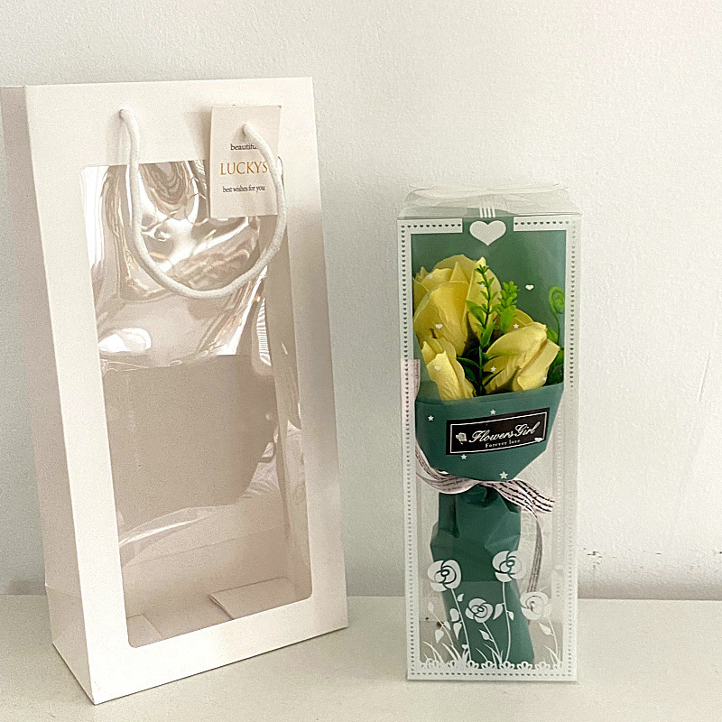 3つの石鹸のバラの花束のシミュレーションの花の教師の日のプレゼントは先生の彼女にプレゼントの卸売りを押します。|undefined